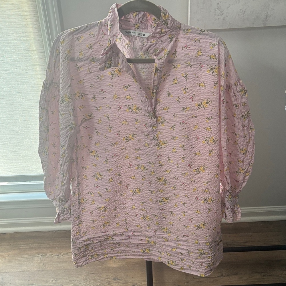 Zara Pink and Yellow Floral short dress